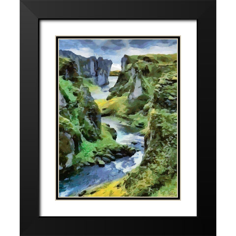 River between Rocks I Black Modern Wood Framed Art Print with Double Matting by Medeiros, Celito