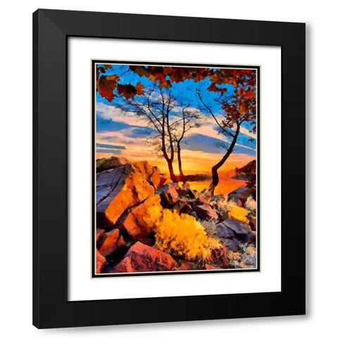 Golden Sunset Black Modern Wood Framed Art Print with Double Matting by Medeiros, Celito