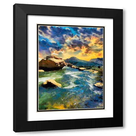 Wild River I Black Modern Wood Framed Art Print with Double Matting by Medeiros, Celito