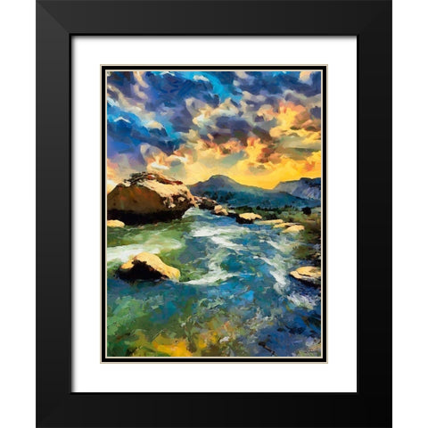 Wild River I Black Modern Wood Framed Art Print with Double Matting by Medeiros, Celito