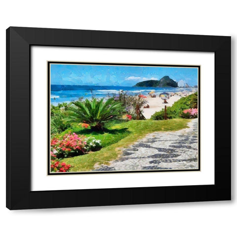 Beach in Rio II Black Modern Wood Framed Art Print with Double Matting by Medeiros, Celito