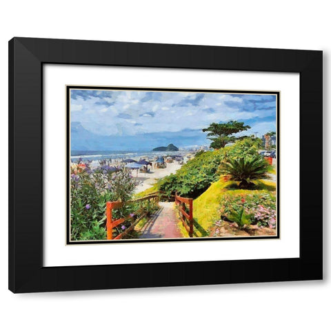 Beach in Rio III Black Modern Wood Framed Art Print with Double Matting by Medeiros, Celito