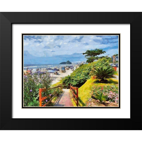 Beach in Rio III Black Modern Wood Framed Art Print with Double Matting by Medeiros, Celito