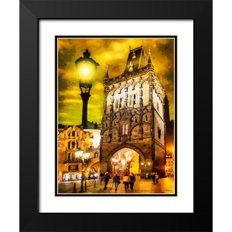 Powder Tower in Prague I Black Modern Wood Framed Art Print with Double Matting by Medeiros, Celito