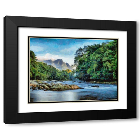 Big River Black Modern Wood Framed Art Print with Double Matting by Medeiros, Celito