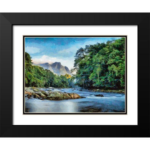 Big River Black Modern Wood Framed Art Print with Double Matting by Medeiros, Celito