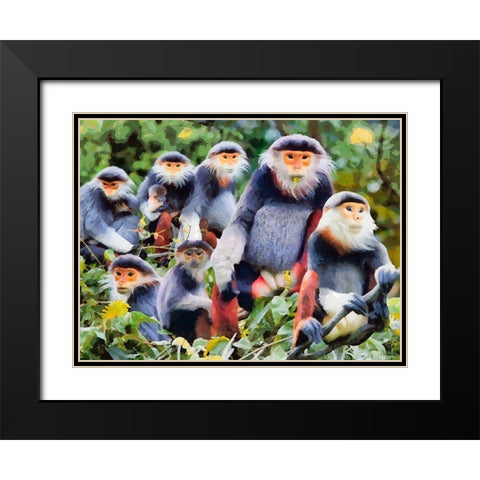 Monkies II Black Modern Wood Framed Art Print with Double Matting by Medeiros, Celito