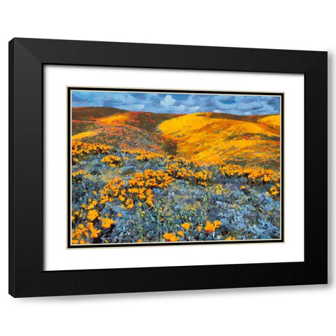 Yellow Meadow II Black Modern Wood Framed Art Print with Double Matting by Medeiros, Celito