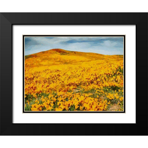 Yellow Meadow IV Black Modern Wood Framed Art Print with Double Matting by Medeiros, Celito