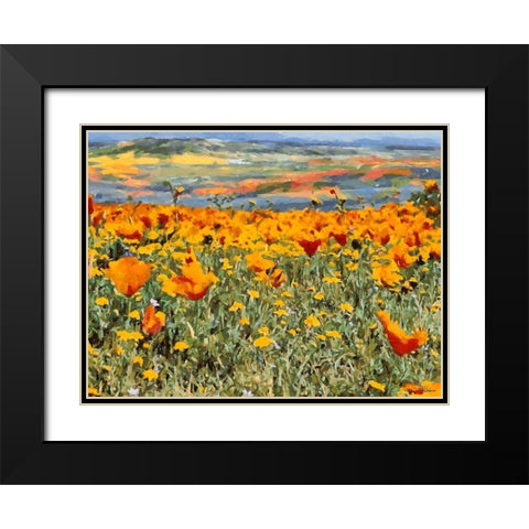 Yellow Meadow VI Black Modern Wood Framed Art Print with Double Matting by Medeiros, Celito