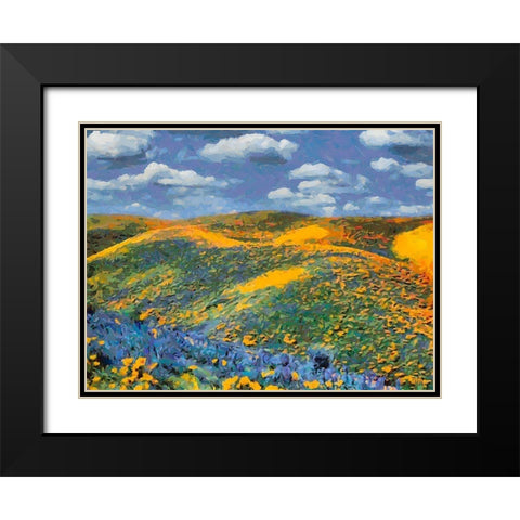 Yellow Meadow VII Black Modern Wood Framed Art Print with Double Matting by Medeiros, Celito