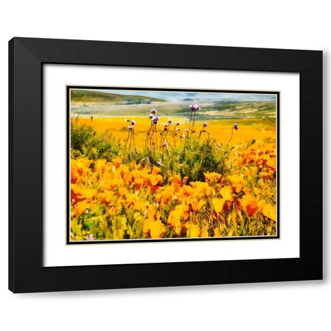 Yellow Meadow IX Black Modern Wood Framed Art Print with Double Matting by Medeiros, Celito