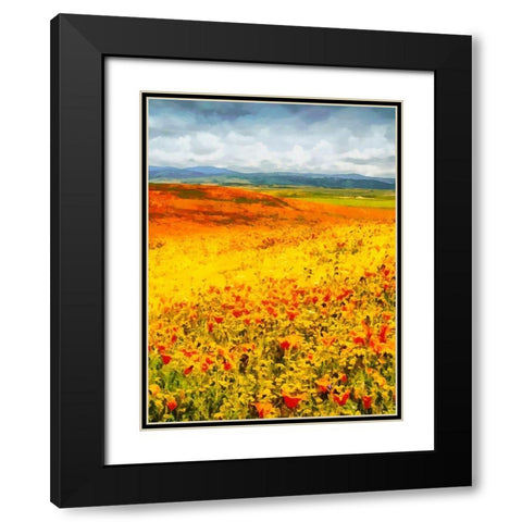 Yellow Meadow X Black Modern Wood Framed Art Print with Double Matting by Medeiros, Celito