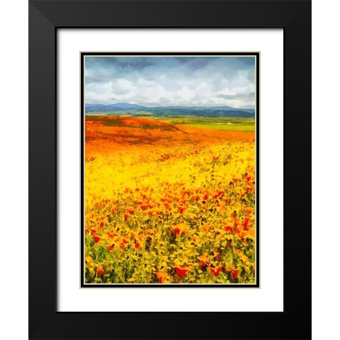 Yellow Meadow X Black Modern Wood Framed Art Print with Double Matting by Medeiros, Celito