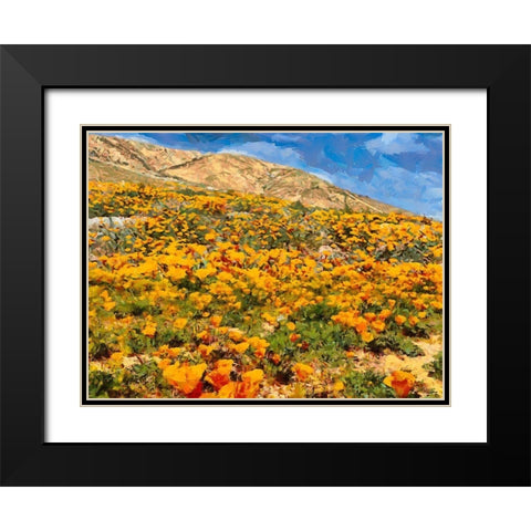 Yellow Meadow XIII Black Modern Wood Framed Art Print with Double Matting by Medeiros, Celito
