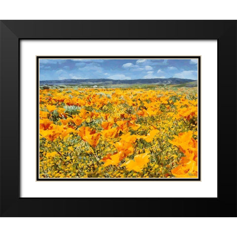 Yellow Meadow XIV Black Modern Wood Framed Art Print with Double Matting by Medeiros, Celito