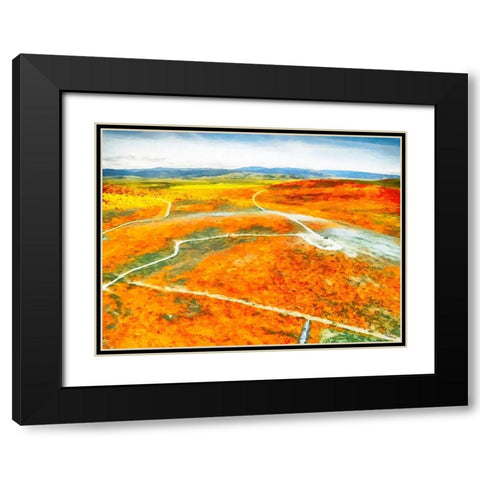 Yellow Meadow XV Black Modern Wood Framed Art Print with Double Matting by Medeiros, Celito