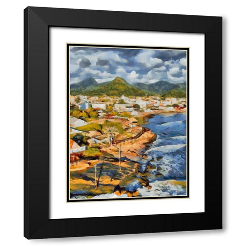 Beach in Brazil Black Modern Wood Framed Art Print with Double Matting by Medeiros, Celito