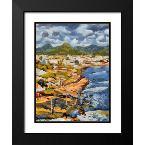 Beach in Brazil Black Modern Wood Framed Art Print with Double Matting by Medeiros, Celito