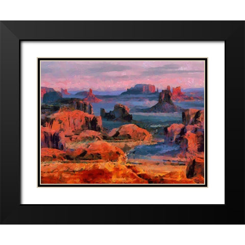 Monument Valley NP 1 Black Modern Wood Framed Art Print with Double Matting by Medeiros, Celito