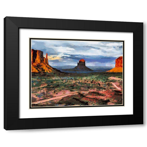 Monument Valley NP 3 Black Modern Wood Framed Art Print with Double Matting by Medeiros, Celito