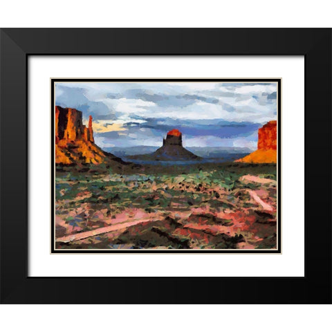 Monument Valley NP 3 Black Modern Wood Framed Art Print with Double Matting by Medeiros, Celito