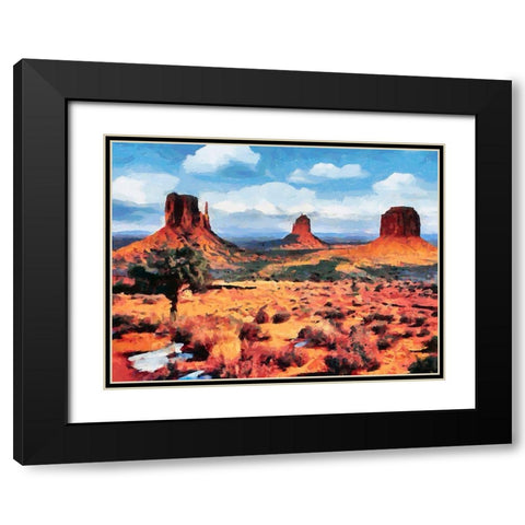 Monument Valley NP 4 Black Modern Wood Framed Art Print with Double Matting by Medeiros, Celito