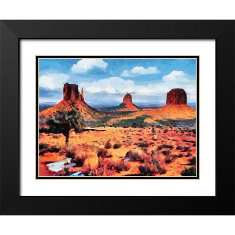 Monument Valley NP 4 Black Modern Wood Framed Art Print with Double Matting by Medeiros, Celito