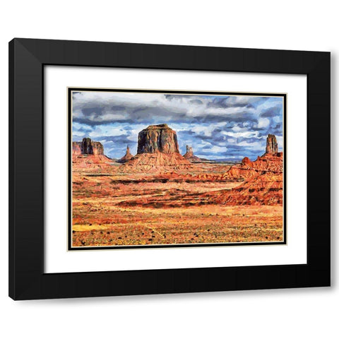 Monument Valley NP 5 Black Modern Wood Framed Art Print with Double Matting by Medeiros, Celito