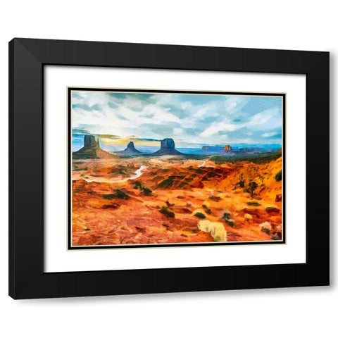 Monument Valley NP 6 Black Modern Wood Framed Art Print with Double Matting by Medeiros, Celito