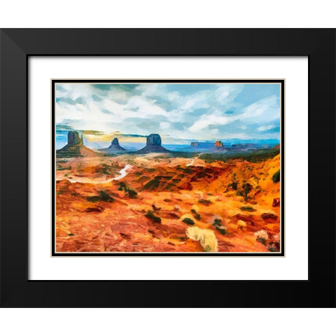 Monument Valley NP 6 Black Modern Wood Framed Art Print with Double Matting by Medeiros, Celito