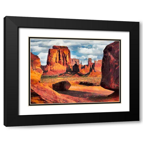 Monument Valley NP 9 Black Modern Wood Framed Art Print with Double Matting by Medeiros, Celito