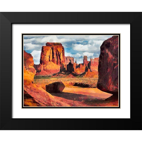 Monument Valley NP 9 Black Modern Wood Framed Art Print with Double Matting by Medeiros, Celito