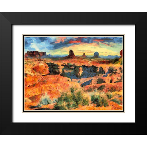 Monument Valley NP 10 Black Modern Wood Framed Art Print with Double Matting by Medeiros, Celito