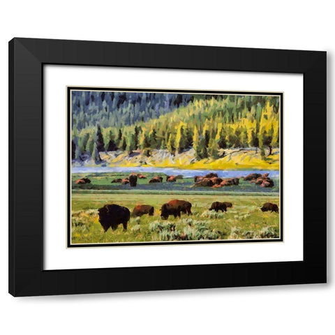 Great Yellowstone NP 17 Black Modern Wood Framed Art Print with Double Matting by Medeiros, Celito