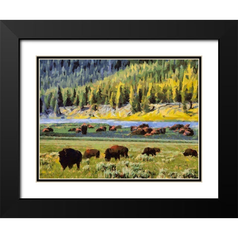 Great Yellowstone NP 17 Black Modern Wood Framed Art Print with Double Matting by Medeiros, Celito