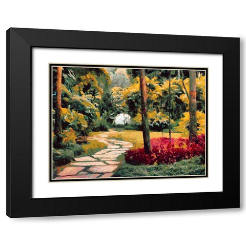 Stone Path in Tropical Garden Black Modern Wood Framed Art Print with Double Matting by Medeiros, Celito
