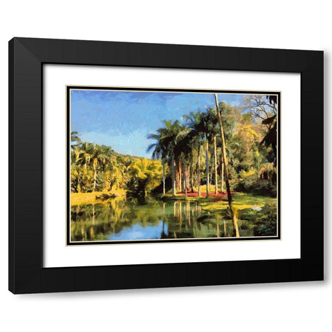 Lake in Tropical Garden XI Black Modern Wood Framed Art Print with Double Matting by Medeiros, Celito