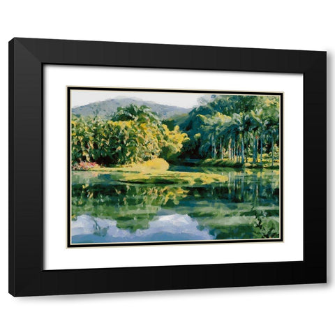 Lake in Tropical Garden XIII Black Modern Wood Framed Art Print with Double Matting by Medeiros, Celito