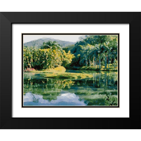 Lake in Tropical Garden XIII Black Modern Wood Framed Art Print with Double Matting by Medeiros, Celito