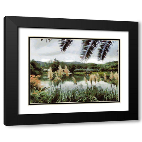 Lake in Tropical Garden XIV Black Modern Wood Framed Art Print with Double Matting by Medeiros, Celito