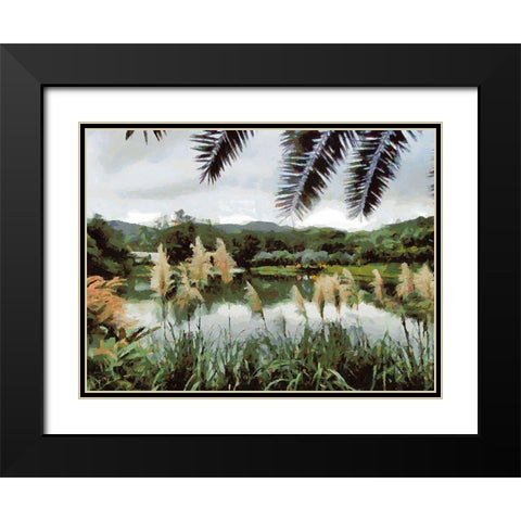 Lake in Tropical Garden XIV Black Modern Wood Framed Art Print with Double Matting by Medeiros, Celito