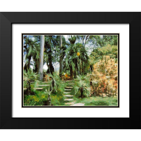 Palm Trees in Tropical Garden I Black Modern Wood Framed Art Print with Double Matting by Medeiros, Celito