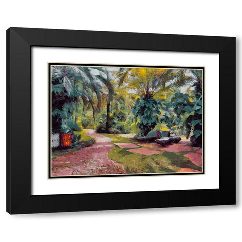 Palm Trees in Tropical Garden II Black Modern Wood Framed Art Print with Double Matting by Medeiros, Celito