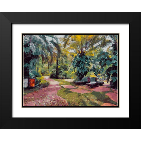 Palm Trees in Tropical Garden II Black Modern Wood Framed Art Print with Double Matting by Medeiros, Celito