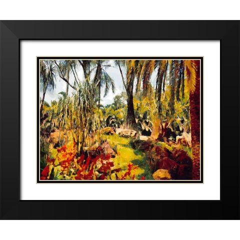 Palm Trees in Tropical Garden III Black Modern Wood Framed Art Print with Double Matting by Medeiros, Celito
