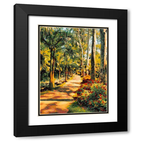 Road lined with Palm Trees Black Modern Wood Framed Art Print with Double Matting by Medeiros, Celito