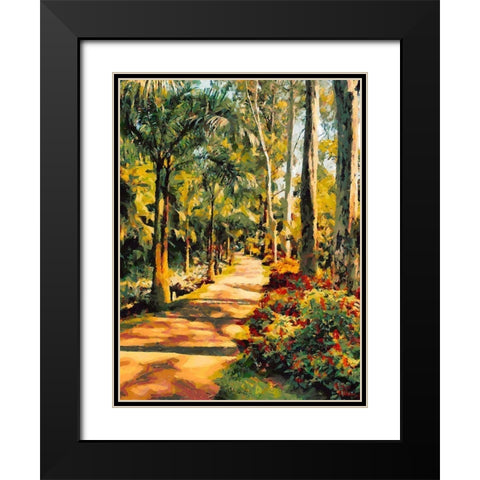 Road lined with Palm Trees Black Modern Wood Framed Art Print with Double Matting by Medeiros, Celito