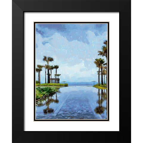 Swimming Pool View Black Modern Wood Framed Art Print with Double Matting by Medeiros, Celito