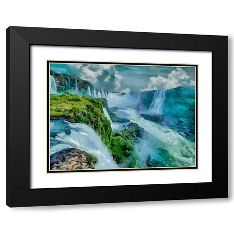 Iguazu Watterfalls Black Modern Wood Framed Art Print with Double Matting by Medeiros, Celito